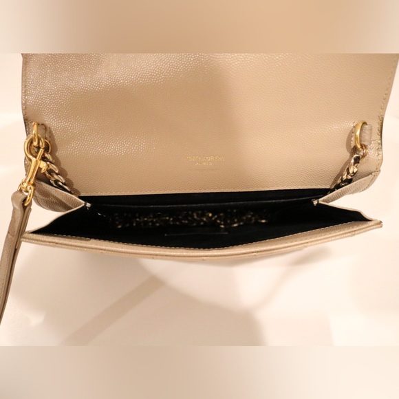 Saint Laurent (YSL) Envelope Flap Clutch Bag in Dark Beige - Picture 10 of 13